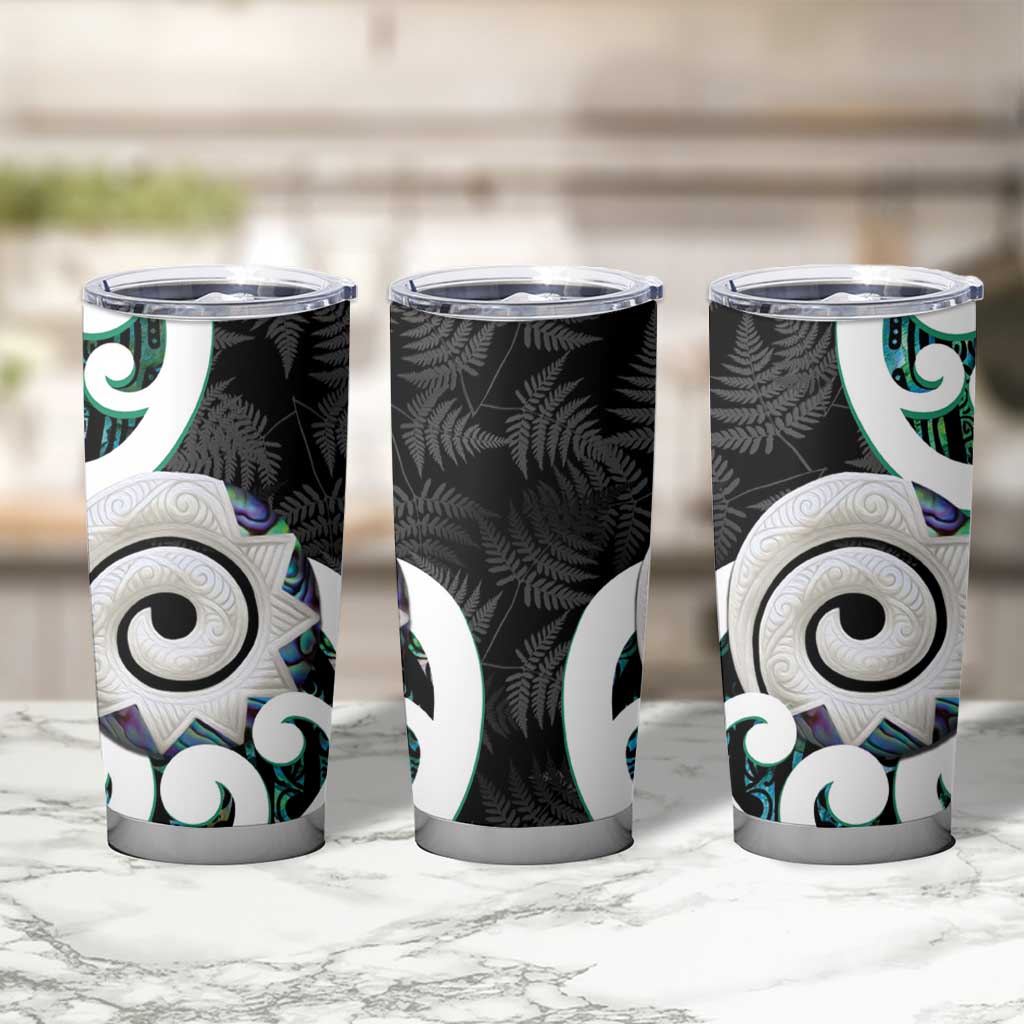 Aotearoa Koru Tumbler Cup Cyan Maori Paua Shell Mix Silver Fern LT14 - Polynesian Pride