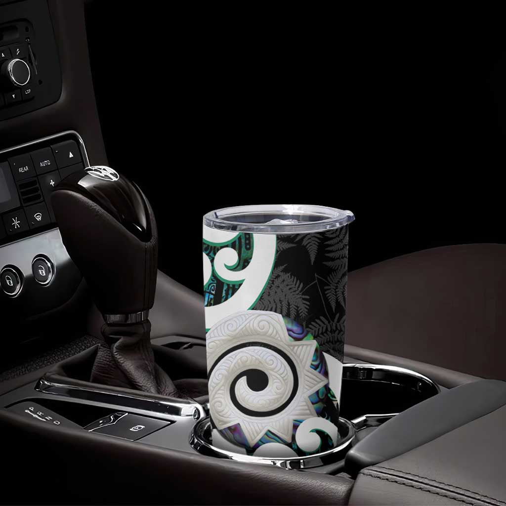 Aotearoa Koru Tumbler Cup Cyan Maori Paua Shell Mix Silver Fern LT14 - Polynesian Pride