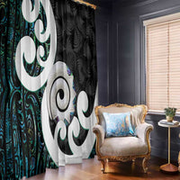 Aotearoa Koru Window Curtain Cyan Maori Paua Shell Mix Silver Fern LT14 - Polynesian Pride