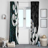 Aotearoa Koru Window Curtain Cyan Maori Paua Shell Mix Silver Fern LT14 - Polynesian Pride