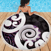 Aotearoa Koru Beach Blanket Purple Maori Paua Shell Mix Silver Fern LT14 - Polynesian Pride