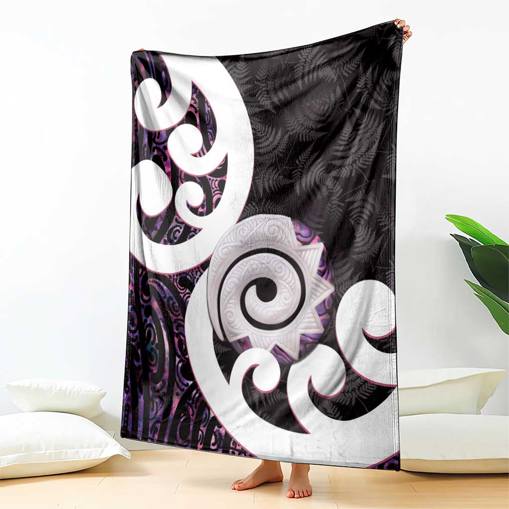 Aotearoa Koru Blanket Purple Maori Paua Shell Mix Silver Fern LT14 - Polynesian Pride
