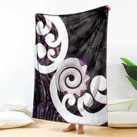 Aotearoa Koru Blanket Purple Maori Paua Shell Mix Silver Fern LT14 - Polynesian Pride
