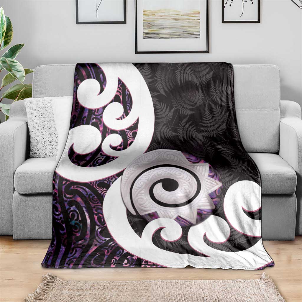 Aotearoa Koru Blanket Purple Maori Paua Shell Mix Silver Fern LT14 - Polynesian Pride