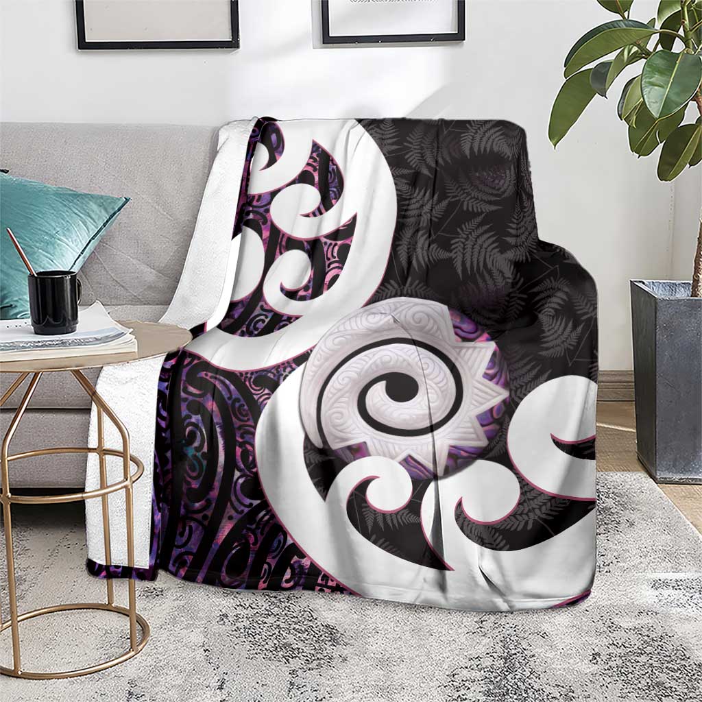 Aotearoa Koru Blanket Purple Maori Paua Shell Mix Silver Fern LT14 - Polynesian Pride
