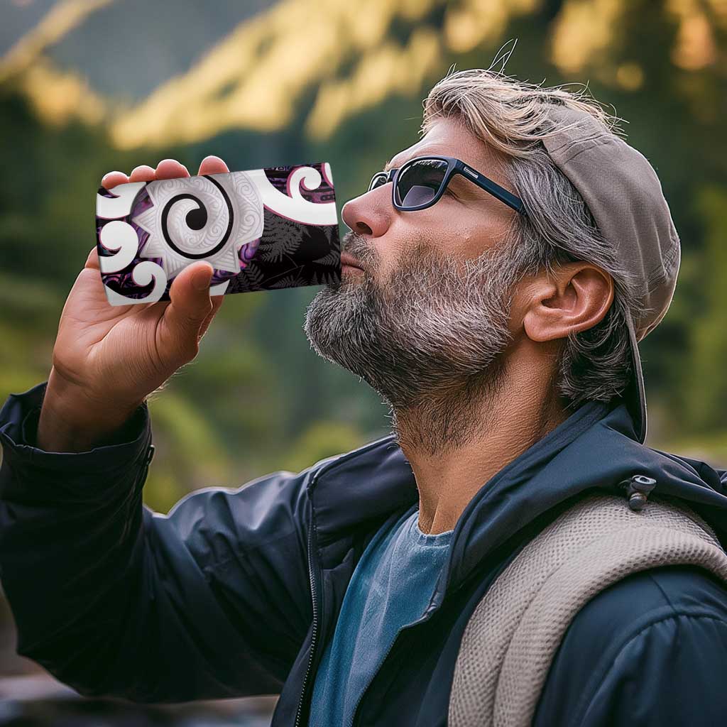 Aotearoa Koru 4 in 1 Can Cooler Tumbler Purple Maori Paua Shell Mix Silver Fern LT14 - Polynesian Pride