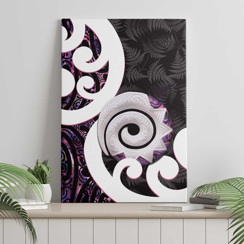 Aotearoa Koru Canvas Wall Art Purple Maori Paua Shell Mix Silver Fern LT14 - Polynesian Pride