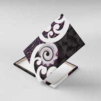 Aotearoa Koru Canvas Wall Art Purple Maori Paua Shell Mix Silver Fern LT14 With Frame Black - Polynesian Pride