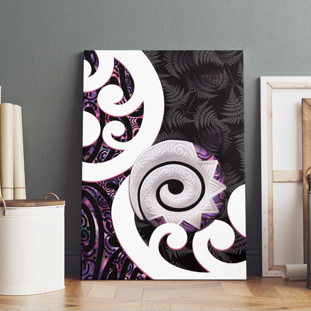 Aotearoa Koru Canvas Wall Art Purple Maori Paua Shell Mix Silver Fern LT14 - Polynesian Pride