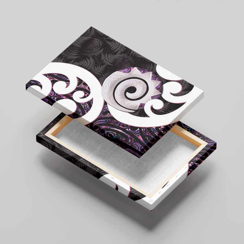 Aotearoa Koru Canvas Wall Art Purple Maori Paua Shell Mix Silver Fern LT14 - Polynesian Pride