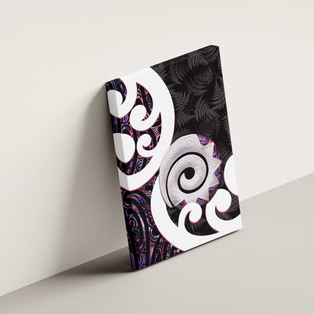Aotearoa Koru Canvas Wall Art Purple Maori Paua Shell Mix Silver Fern LT14 - Polynesian Pride