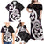 Aotearoa Koru Family Matching Off Shoulder Maxi Dress and Hawaiian Shirt Purple Maori Paua Shell Mix Silver Fern