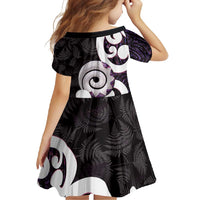 Aotearoa Koru Family Matching Summer Maxi Dress and Hawaiian Shirt Purple Maori Paua Shell Mix Silver Fern