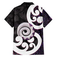 Aotearoa Koru Hawaiian Shirt Purple Maori Paua Shell Mix Silver Fern LT14 - Polynesian Pride
