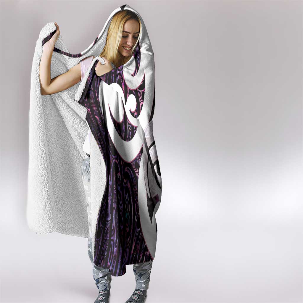 Aotearoa Koru Hooded Blanket Purple Maori Paua Shell Mix Silver Fern LT14 - Polynesian Pride