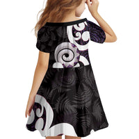 Aotearoa Koru Kid Short Sleeve Dress Purple Maori Paua Shell Mix Silver Fern