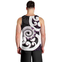 Aotearoa Koru Men Tank Top Purple Maori Paua Shell Mix Silver Fern LT14 - Polynesian Pride