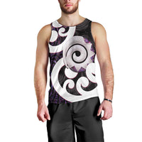Aotearoa Koru Men Tank Top Purple Maori Paua Shell Mix Silver Fern LT14 - Polynesian Pride