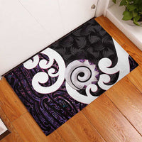 Aotearoa Koru Rubber Doormat Purple Maori Paua Shell Mix Silver Fern LT14 - Polynesian Pride