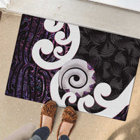 Aotearoa Koru Rubber Doormat Purple Maori Paua Shell Mix Silver Fern LT14 - Polynesian Pride