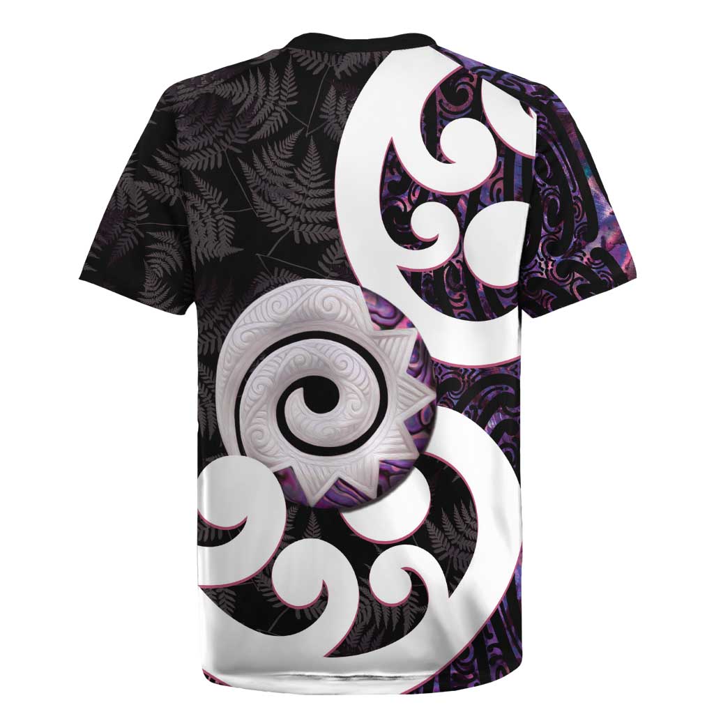 Aotearoa Koru Rugby Jersey Purple Maori Paua Shell Mix Silver Fern LT14 - Polynesian Pride
