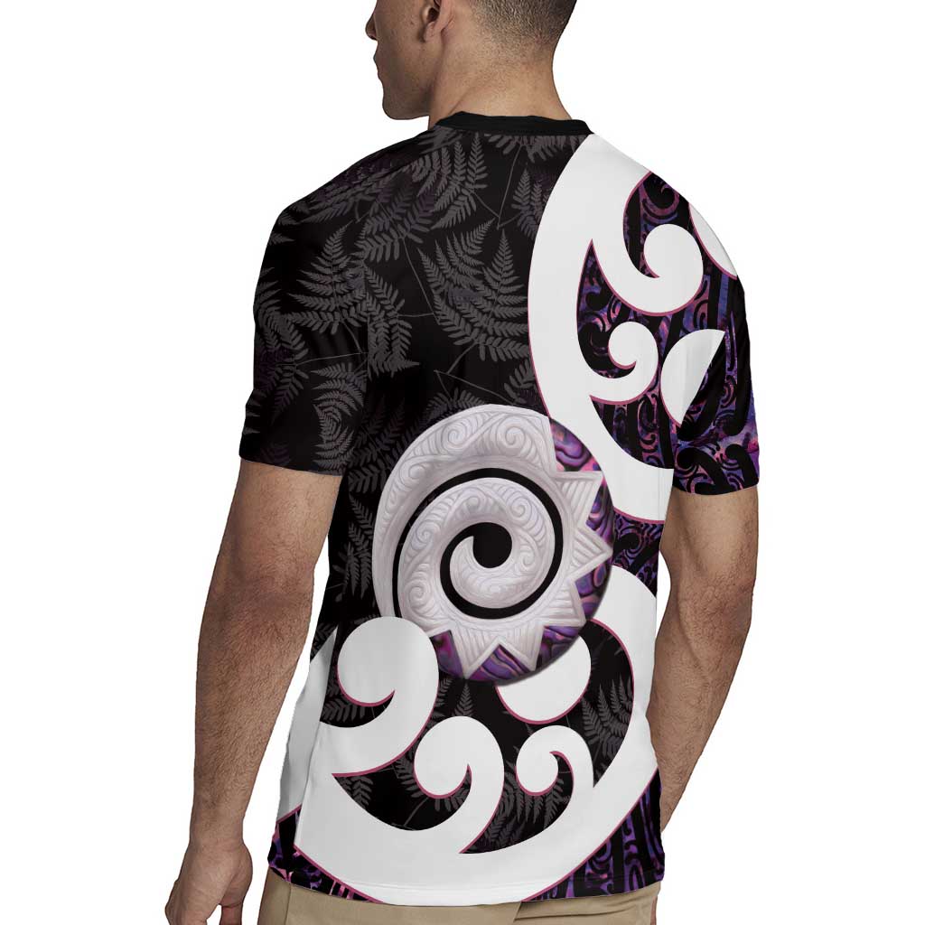 Aotearoa Koru Rugby Jersey Purple Maori Paua Shell Mix Silver Fern LT14 - Polynesian Pride