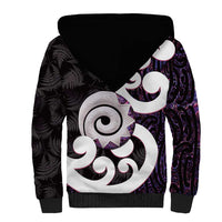 Aotearoa Koru Sherpa Hoodie Purple Maori Paua Shell Mix Silver Fern LT14 - Polynesian Pride