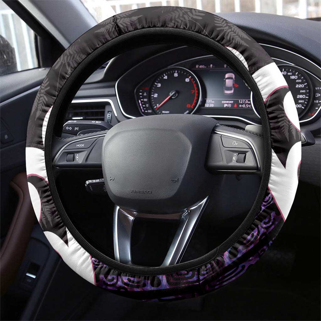 Aotearoa Koru Steering Wheel Cover Purple Maori Paua Shell Mix Silver Fern LT14 - Polynesian Pride