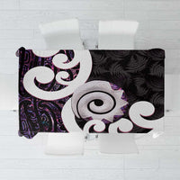 Aotearoa Koru Tablecloth Purple Maori Paua Shell Mix Silver Fern LT14 Black - Polynesian Pride