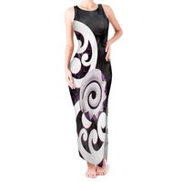 Aotearoa Koru Tank Maxi Dress Purple Maori Paua Shell Mix Silver Fern LT14 Women Black - Polynesian Pride