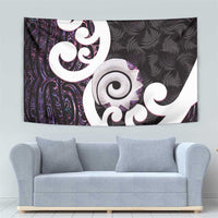 Aotearoa Koru Tapestry Purple Maori Paua Shell Mix Silver Fern