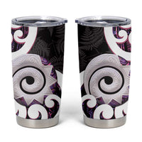 Aotearoa Koru Tumbler Cup Purple Maori Paua Shell Mix Silver Fern LT14 Black - Polynesian Pride