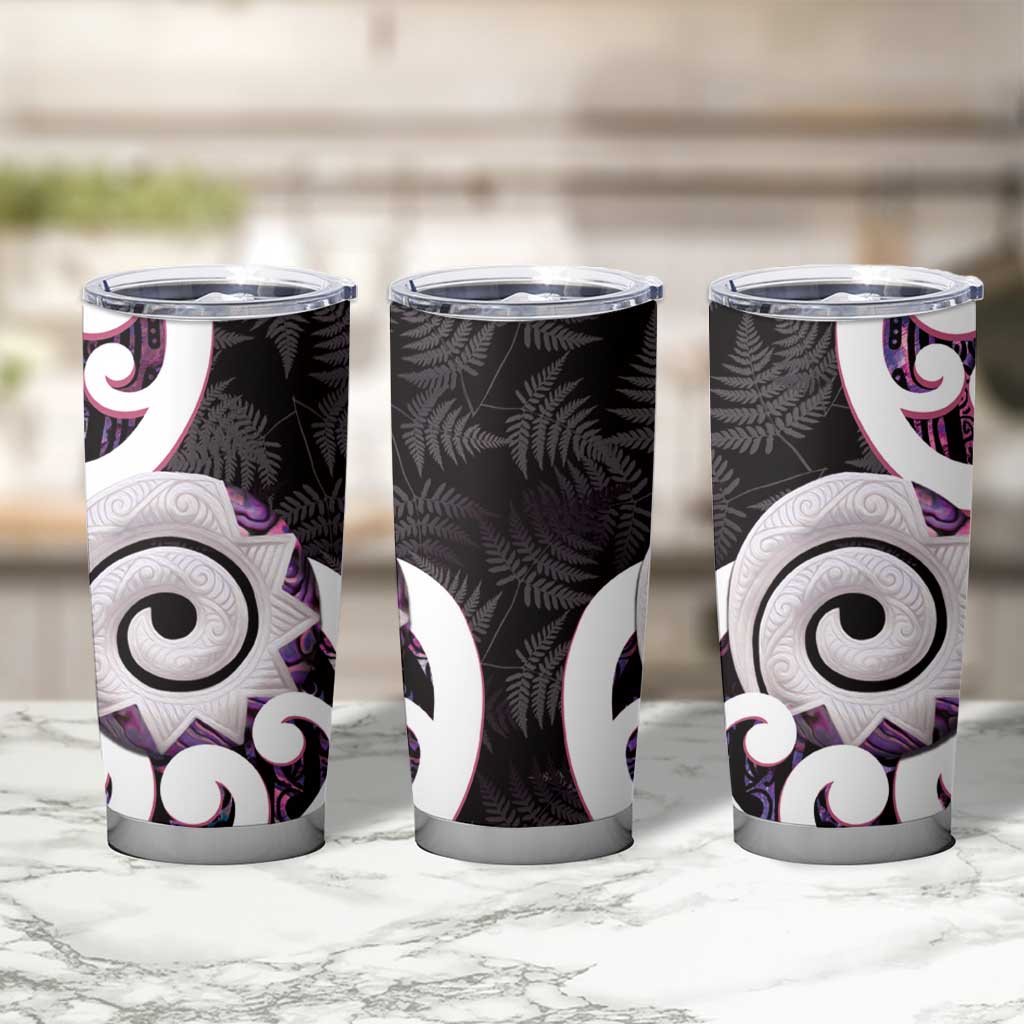 Aotearoa Koru Tumbler Cup Purple Maori Paua Shell Mix Silver Fern LT14 - Polynesian Pride