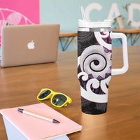 Aotearoa Koru Tumbler With Handle Purple Maori Paua Shell Mix Silver Fern LT14 - Polynesian Pride