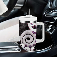 Aotearoa Koru Tumbler With Handle Purple Maori Paua Shell Mix Silver Fern LT14 - Polynesian Pride