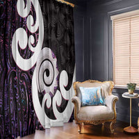Aotearoa Koru Window Curtain Purple Maori Paua Shell Mix Silver Fern LT14 - Polynesian Pride