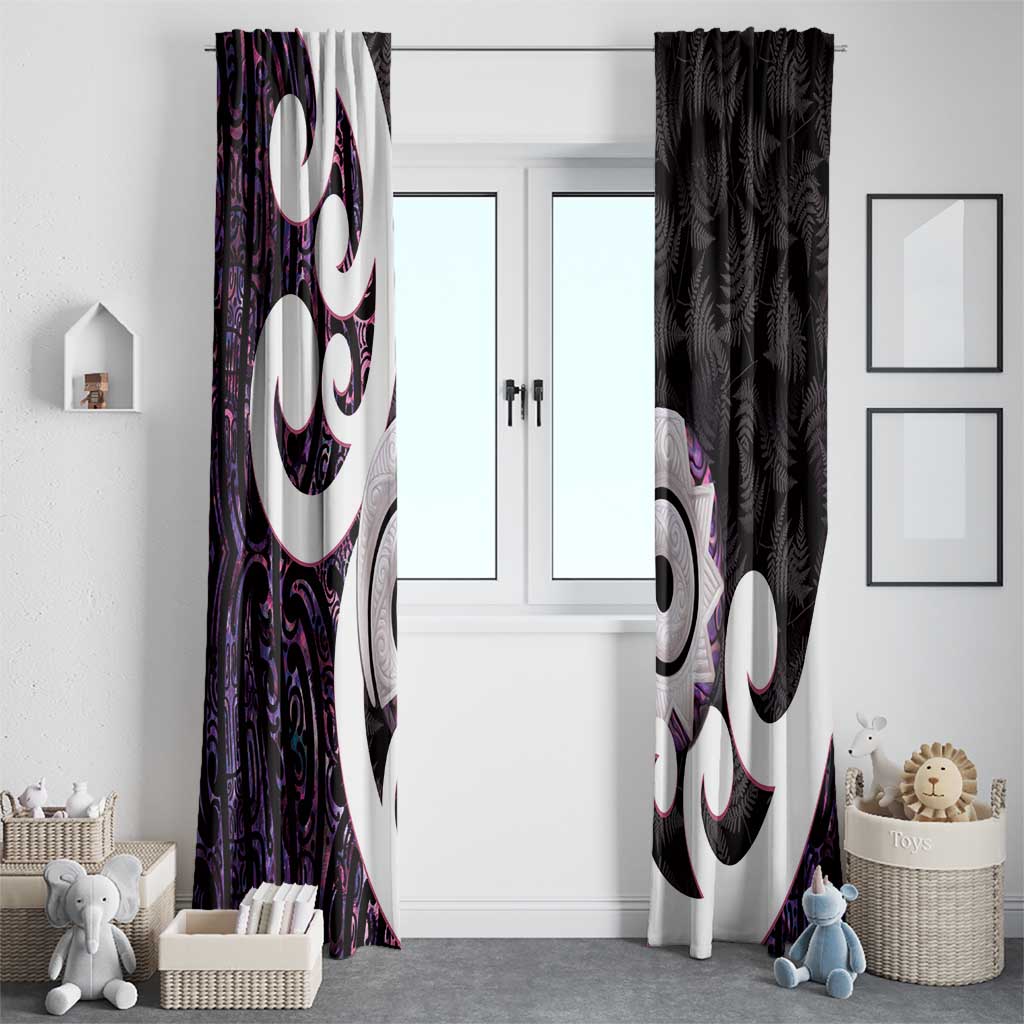 Aotearoa Koru Window Curtain Purple Maori Paua Shell Mix Silver Fern LT14 - Polynesian Pride