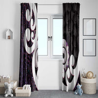 Aotearoa Koru Window Curtain Purple Maori Paua Shell Mix Silver Fern LT14 - Polynesian Pride