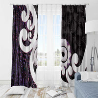 Aotearoa Koru Window Curtain Purple Maori Paua Shell Mix Silver Fern LT14 - Polynesian Pride