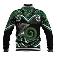 Koru Pounamu Aotearoa Baseball Jacket Maori Paua Shell Mix Silver Fern LT14 - Polynesian Pride