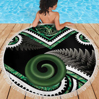 Koru Pounamu Aotearoa Beach Blanket Maori Paua Shell Mix Silver Fern LT14 - Polynesian Pride
