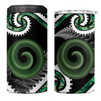 Koru Pounamu Aotearoa 4 in 1 Can Cooler Tumbler Maori Paua Shell Mix Silver Fern LT14 One Size: 16 oz Black - Polynesian Pride