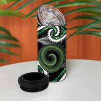 Koru Pounamu Aotearoa 4 in 1 Can Cooler Tumbler Maori Paua Shell Mix Silver Fern LT14 - Polynesian Pride