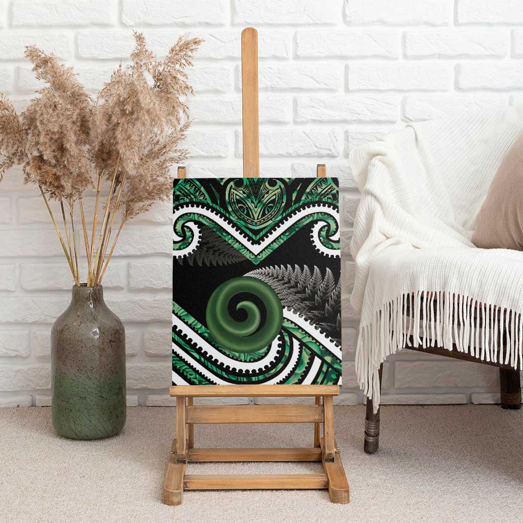 Koru Pounamu Aotearoa Canvas Wall Art Maori Paua Shell Mix Silver Fern LT14 - Polynesian Pride