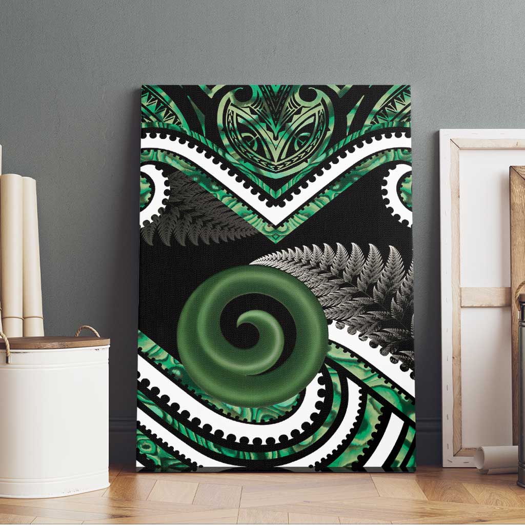 Koru Pounamu Aotearoa Canvas Wall Art Maori Paua Shell Mix Silver Fern LT14 - Polynesian Pride
