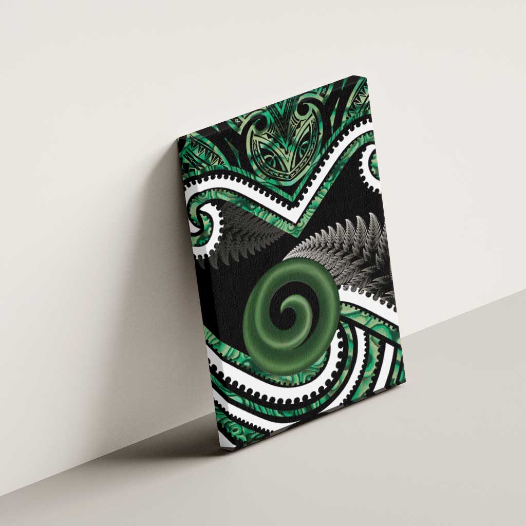 Koru Pounamu Aotearoa Canvas Wall Art Maori Paua Shell Mix Silver Fern LT14 - Polynesian Pride