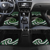 Koru Pounamu Aotearoa Car Mats Maori Paua Shell Mix Silver Fern LT14 Set 4pcs Black - Polynesian Pride