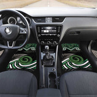 Koru Pounamu Aotearoa Car Mats Maori Paua Shell Mix Silver Fern LT14 Set 2pcs - Front Black - Polynesian Pride