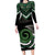 Koru Pounamu Aotearoa Family Matching Long Sleeve Bodycon Dress and Hawaiian Shirt Maori Paua Shell Mix Silver Fern