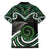 Koru Pounamu Aotearoa Family Matching Off Shoulder Maxi Dress and Hawaiian Shirt Maori Paua Shell Mix Silver Fern